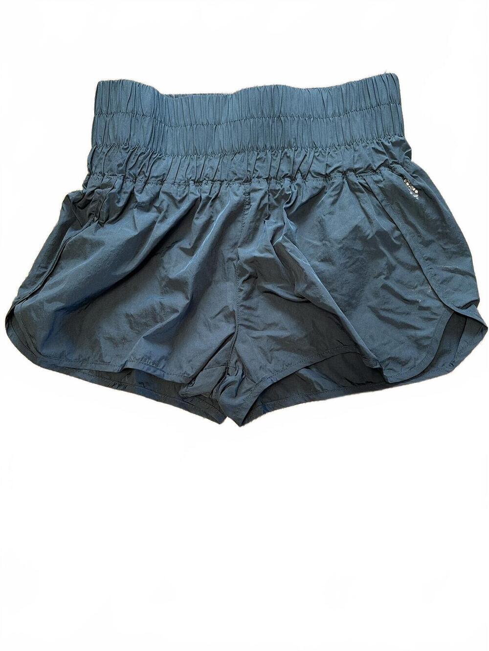 Free People Blue Lightweight Athletic Shorts with Smocked Waistband